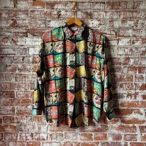 Colorful Patterned Button-Up Shirt